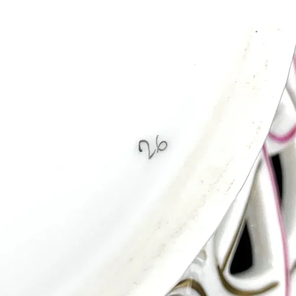 Herend Bowl Hungary Porcelain Round Open Weave Basket 7" Butterfly Handpainted - Picture 9 of 9